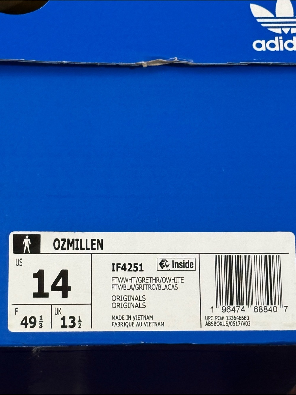 adidas Bright Blue Shoe Box with White Label